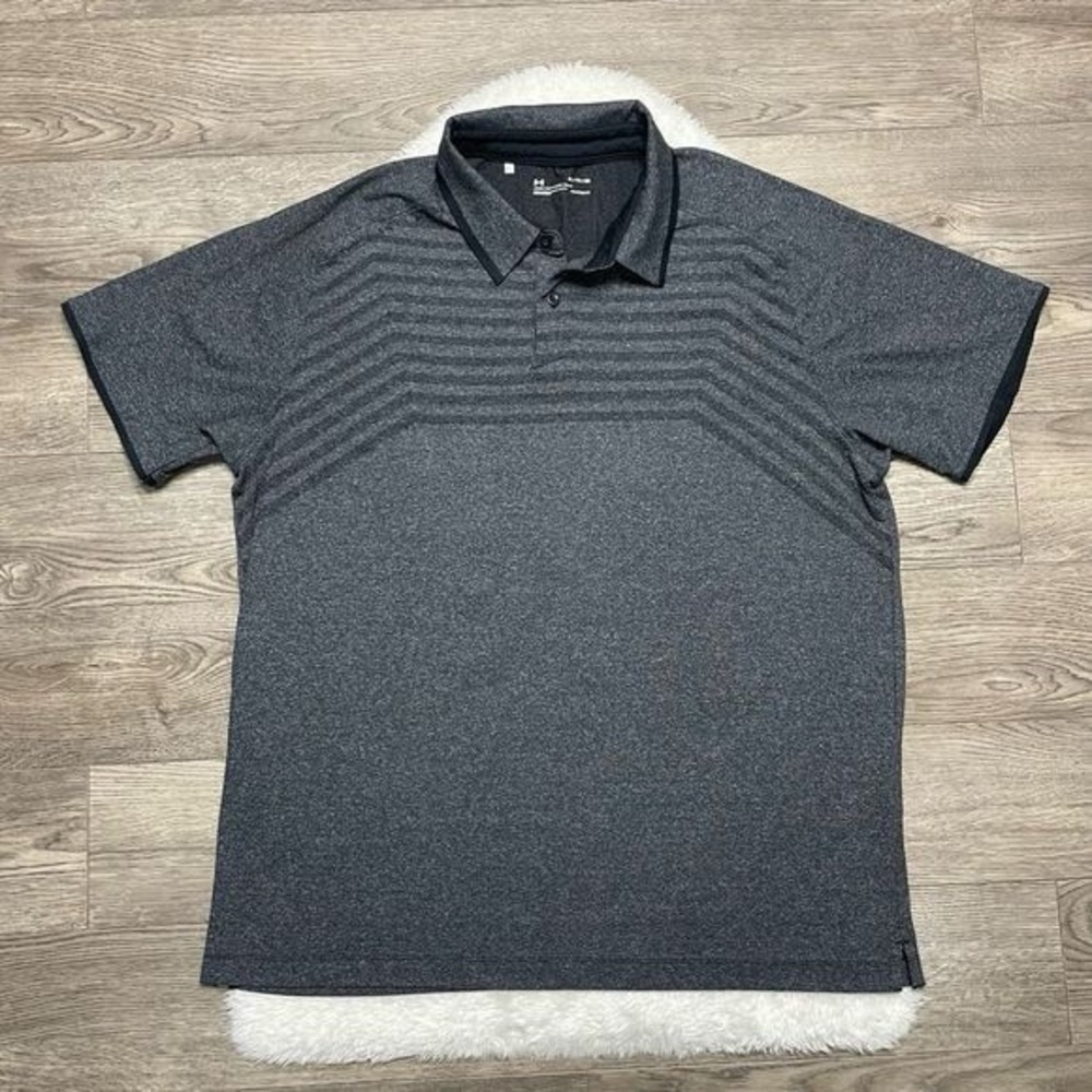 Under Armour Heatgear Polo Shirt Size XL Loose Fit Grey Tshirt Golf
